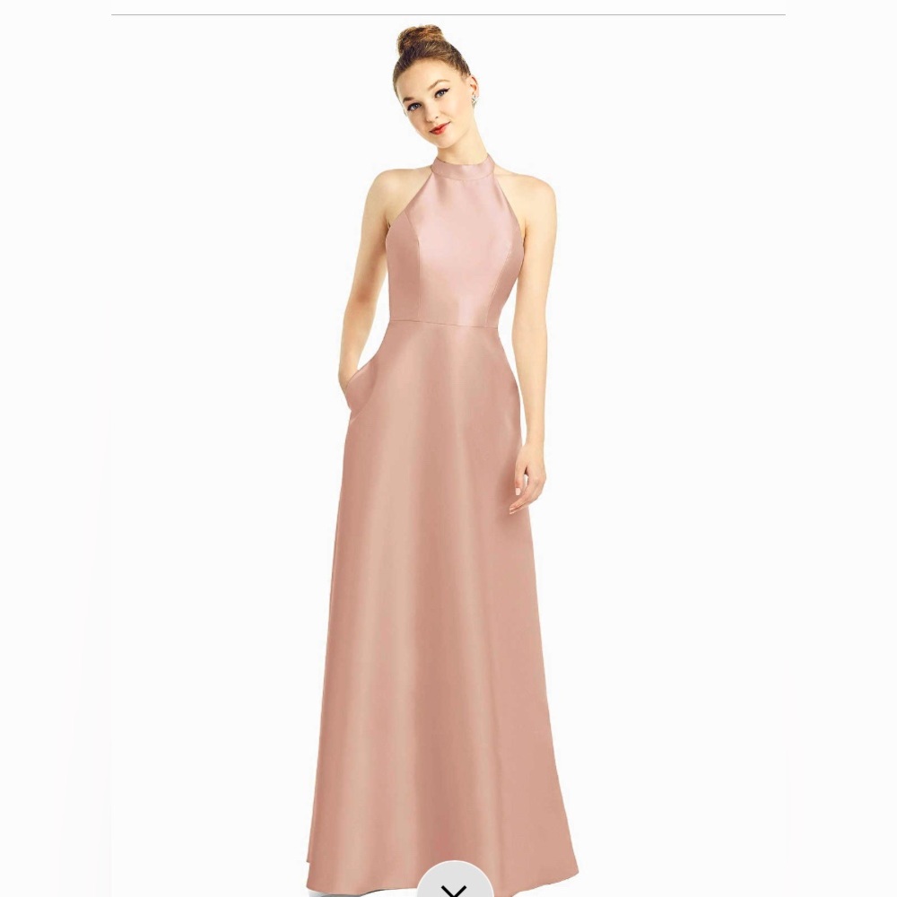 ALFRED SUNG Blush Halter Maxi Dress